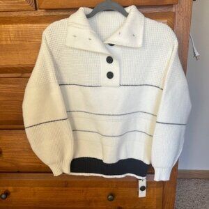 NWT Commense Open Collar Button Up Sweater Sz S